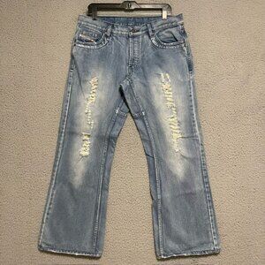 Diesel Industry Jeans Mens Size 36x30 Button Fly Distressed Denim Straight Wide
